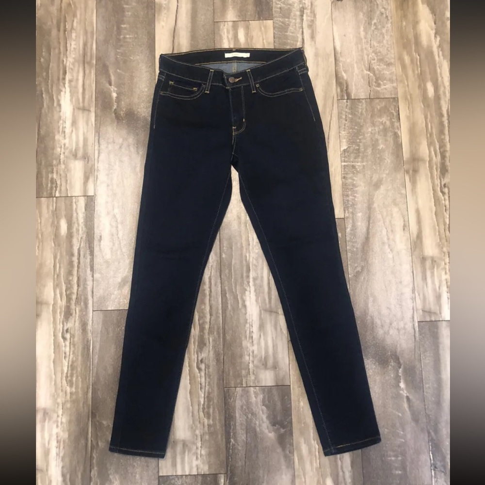 Levi Strauss 711 Skinny Denim Jeans Sz 27 Dark Blue